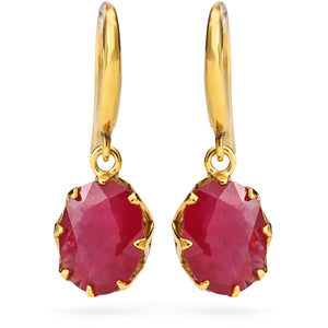 Par de Brincos Em Ouro Amarelo 18k Cestinha com Rubi
