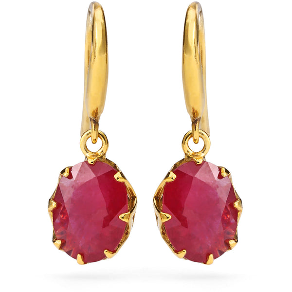 Par de Brincos Em Ouro Amarelo 18k Cestinha com Rubi