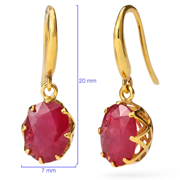 Par de Brincos Em Ouro Amarelo 18k Cestinha com Rubi