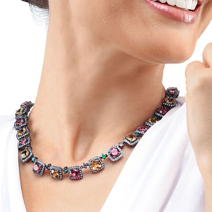 Colar Linha Premium em Prata 925  com Mix  Pedras Naturais
