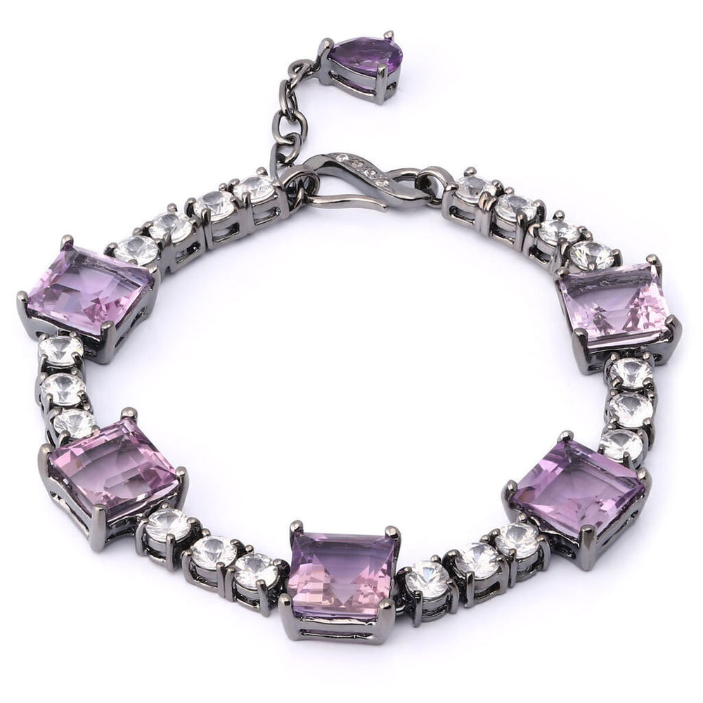 Pulseira Linha Premium em Prata 925 com Ametistas e Zirconias