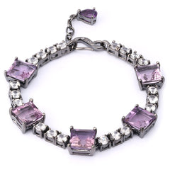 Pulseira Linha Premium em Prata 925 com Ametistas e Zirconias