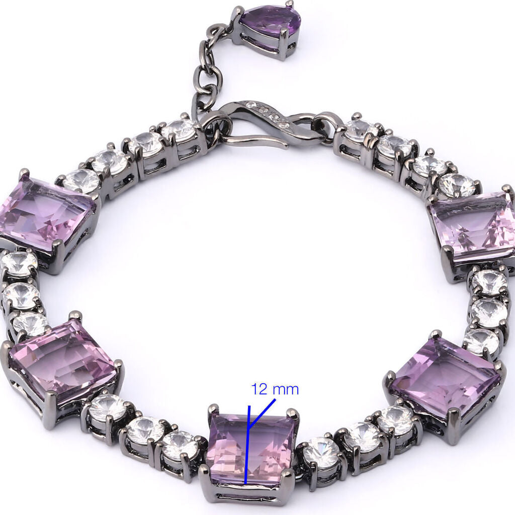 Pulseira Linha Premium em Prata 925 com Ametistas e Zirconias