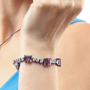 Pulseira Linha Premium em Prata 925 com Ametistas e Zirconias
