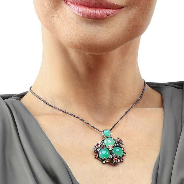 Pingente Linha Premium em Prata 925 com Crisopazios e Mix de Pedras