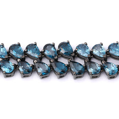 Pulseira Linha Premium em Prata 925 com Topazio Azul