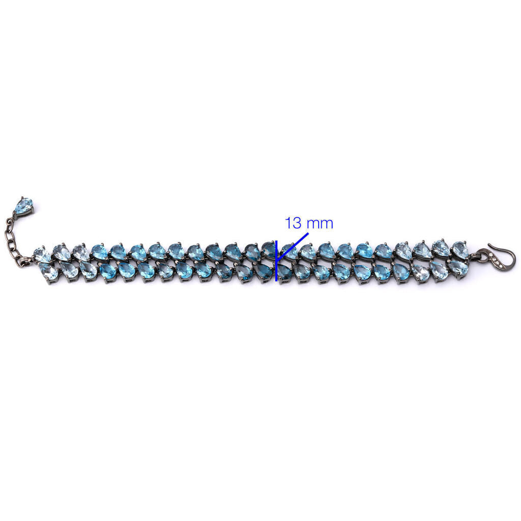 Pulseira Linha Premium em Prata 925 com Topazio Azul