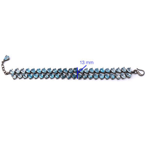 Pulseira Linha Premium em Prata 925 com Topazio Azul