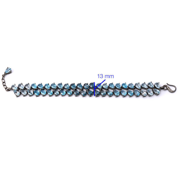 Pulseira Linha Premium em Prata 925 com Topazio Azul