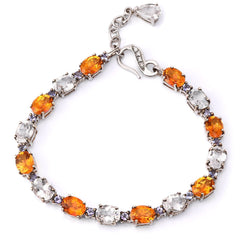Pulseira Linha Premium em Prata 925 com Quartzo Sunset, Topazio Branco e Tanzanitas