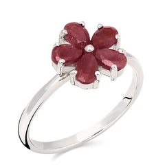 Anel em Prata 925 Flor com Rubis