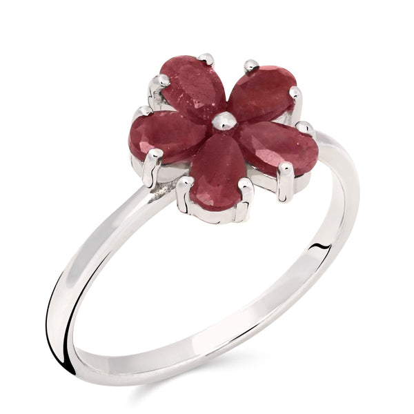 Anel em Prata 925 Flor com Rubis