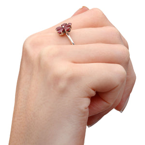Anel em Prata 925 Flor com Rubis