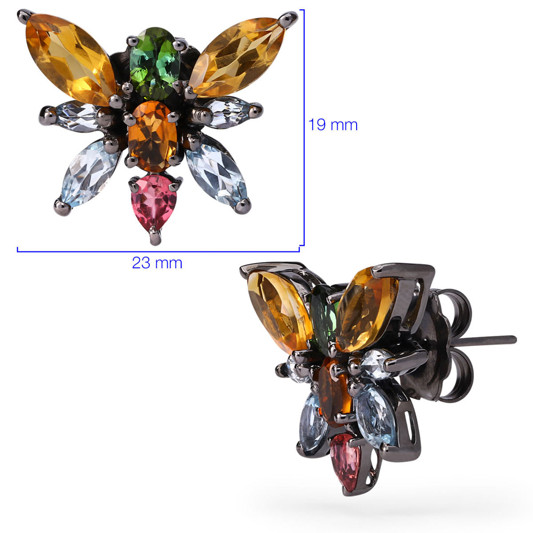 Par de Brincos em Prata Luxo  com Gemas Naturais