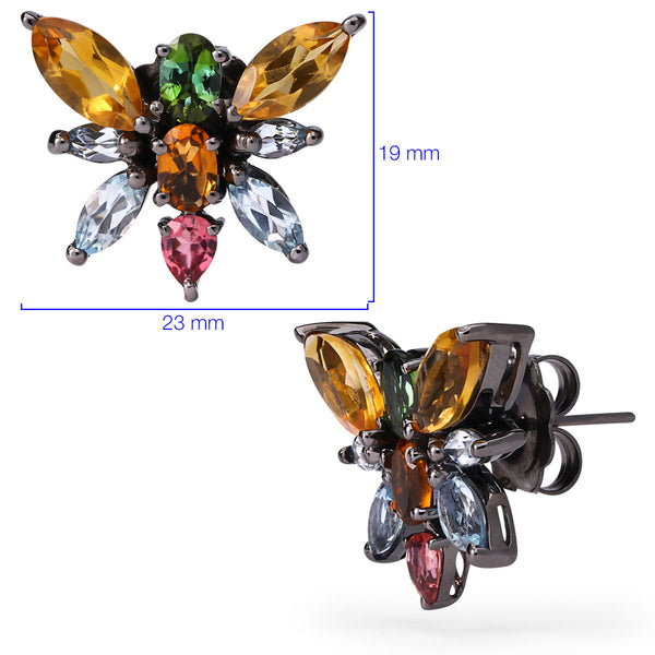 Par de Brincos em Prata Luxo  com Gemas Naturais