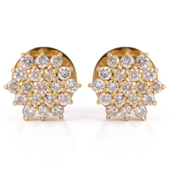 Par de Brinco Em Ouro Amarelo Chuveiro com 38 Diamantes