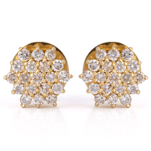 Par de Brinco Em Ouro Amarelo Chuveiro com 38 Diamantes