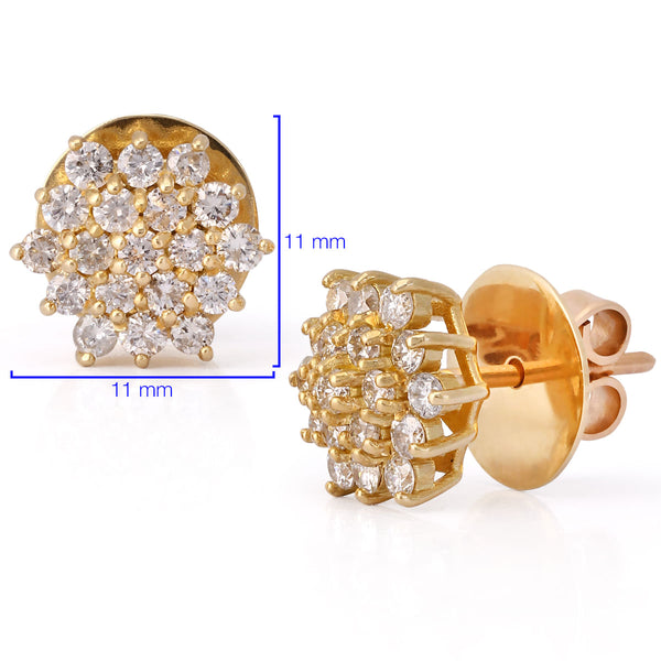 Par de Brinco Em Ouro Amarelo Chuveiro com 38 Diamantes