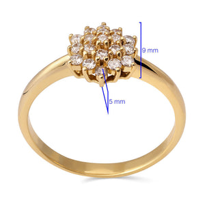 Anel Ouro Amarelo 18k Chuveiro com Diamantes