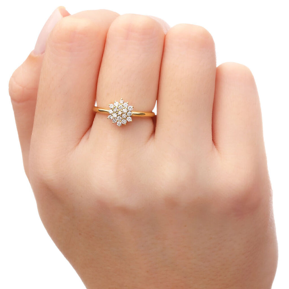 Anel Ouro Amarelo 18k Chuveiro com Diamantes