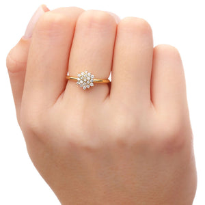 Anel Ouro Amarelo 18k Chuveiro com Diamantes