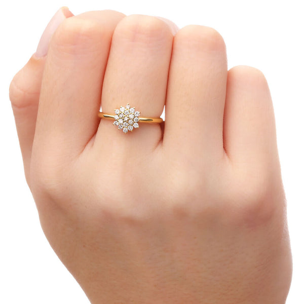 Anel Ouro Amarelo 18k Chuveiro com Diamantes