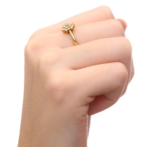 Anel Ouro Amarelo 18k Chuveiro com Diamantes