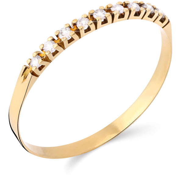 Meia Aliança em Ouro Amarelo 18 k com  Diamantes