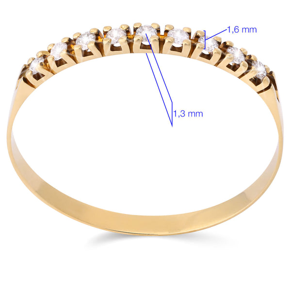 Meia Aliança em Ouro Amarelo 18 k com  Diamantes