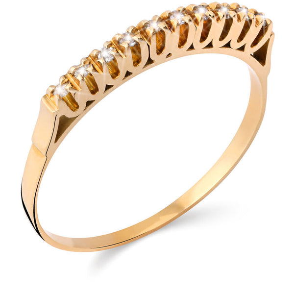 Meia Aliança em Ouro Amarelo 18k com Diamantes