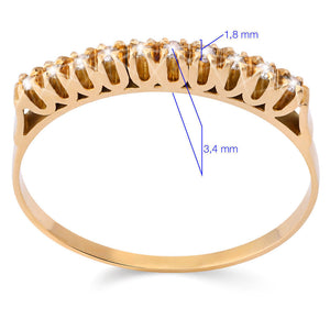 Meia Aliança em Ouro Amarelo 18k com Diamantes