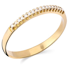 Meia Aliança em Ouro Amarelo 18 k com Diamantes
