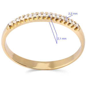 Meia Aliança em Ouro Amarelo 18 k com Diamantes