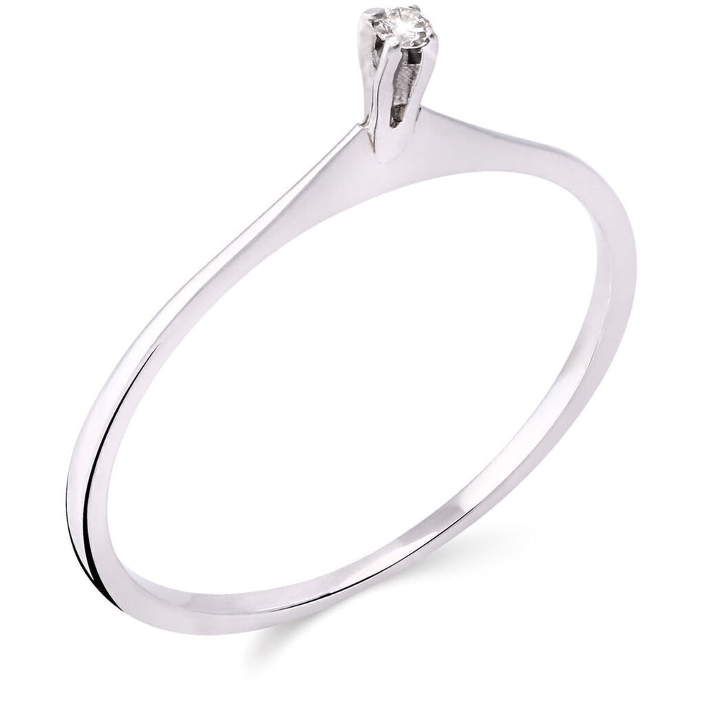 Anel em Ouro Branco 18k com Diamante