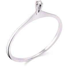 Anel em Ouro Branco 18k com Diamante