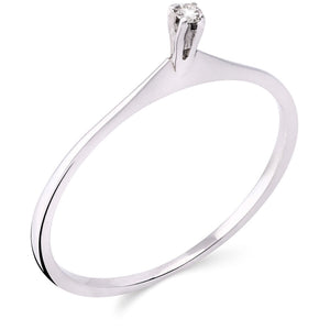 Anel em Ouro Branco 18k com Diamante
