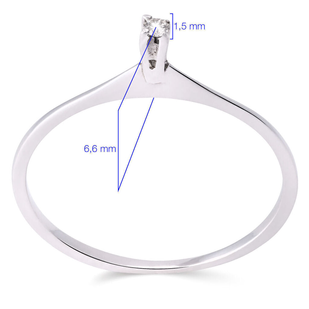 Anel em Ouro Branco 18k com Diamante