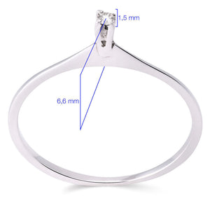 Anel em Ouro Branco 18k com Diamante