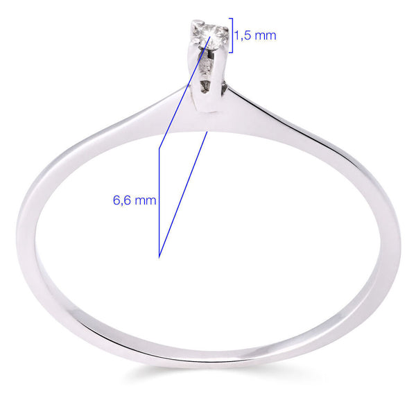 Anel em Ouro Branco 18k com Diamante