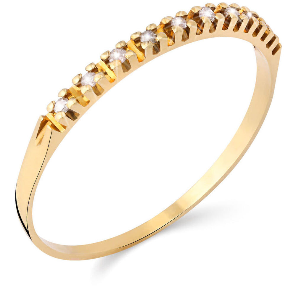 Meia Aliança em Ouro Amarelo 18k com Diamantes