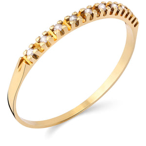 Meia Aliança em Ouro Amarelo 18k com Diamantes