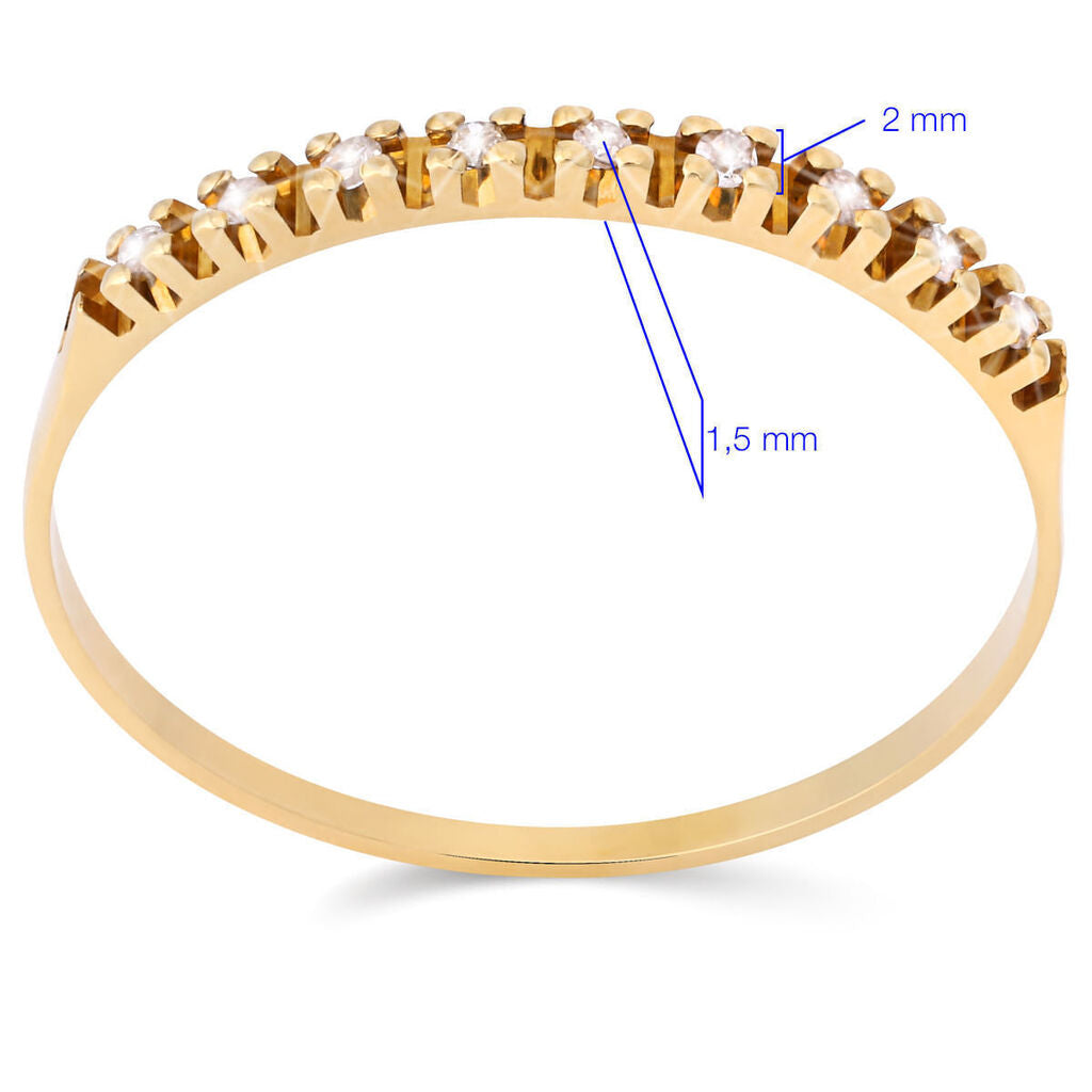Meia Aliança em Ouro Amarelo 18k com Diamantes