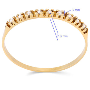 Meia Aliança em Ouro Amarelo 18k com Diamantes