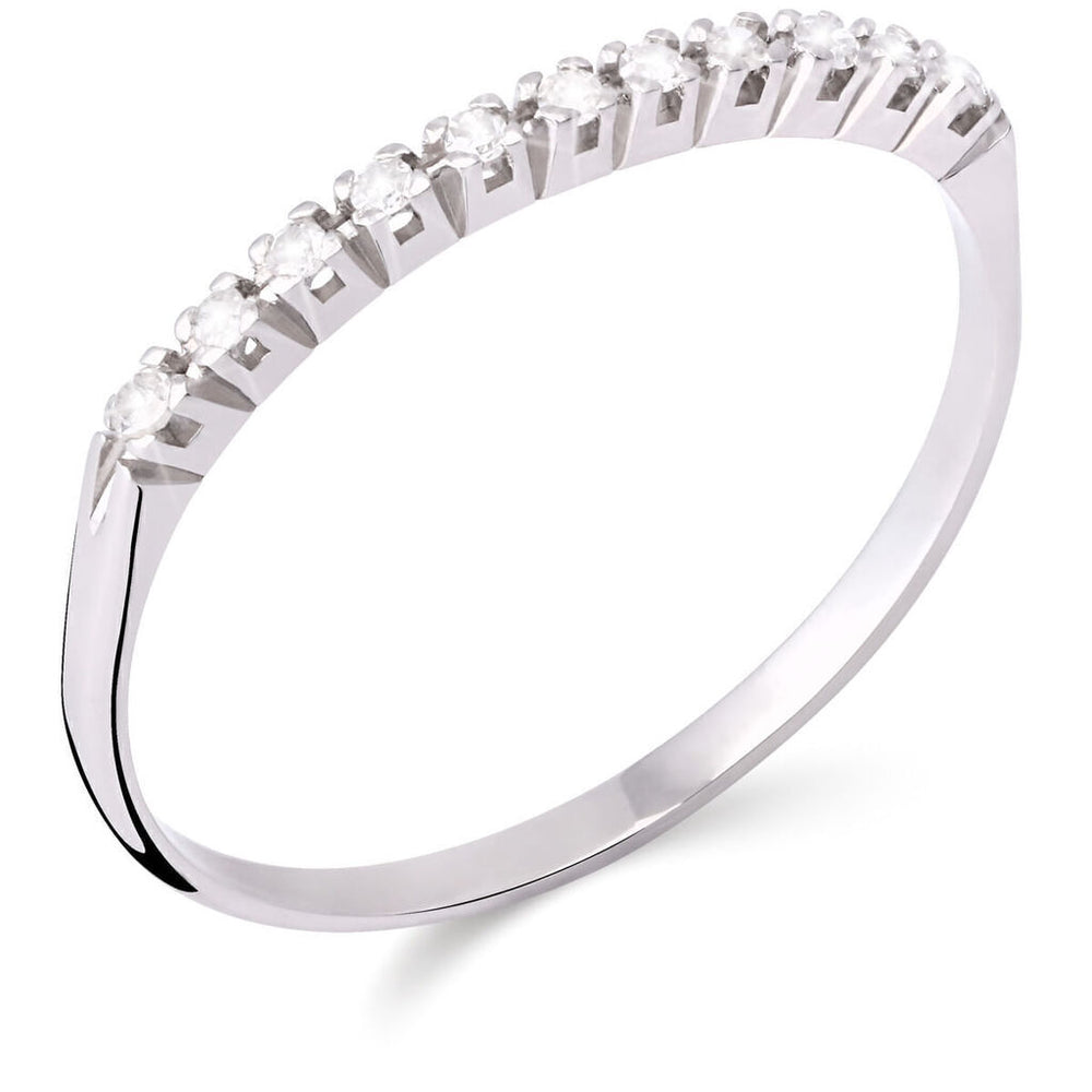 Meia Aliança em Ouro Branco 18 k com Diamantes