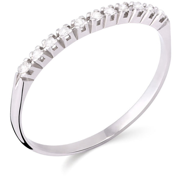 Meia Aliança em Ouro Branco 18 k com Diamantes