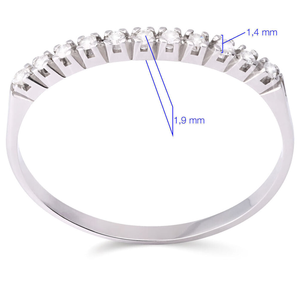 Meia Aliança em Ouro Branco 18 k com Diamantes