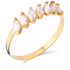 Meia Aliança em Ouro Amarelo 18 k com Zirconias Navete