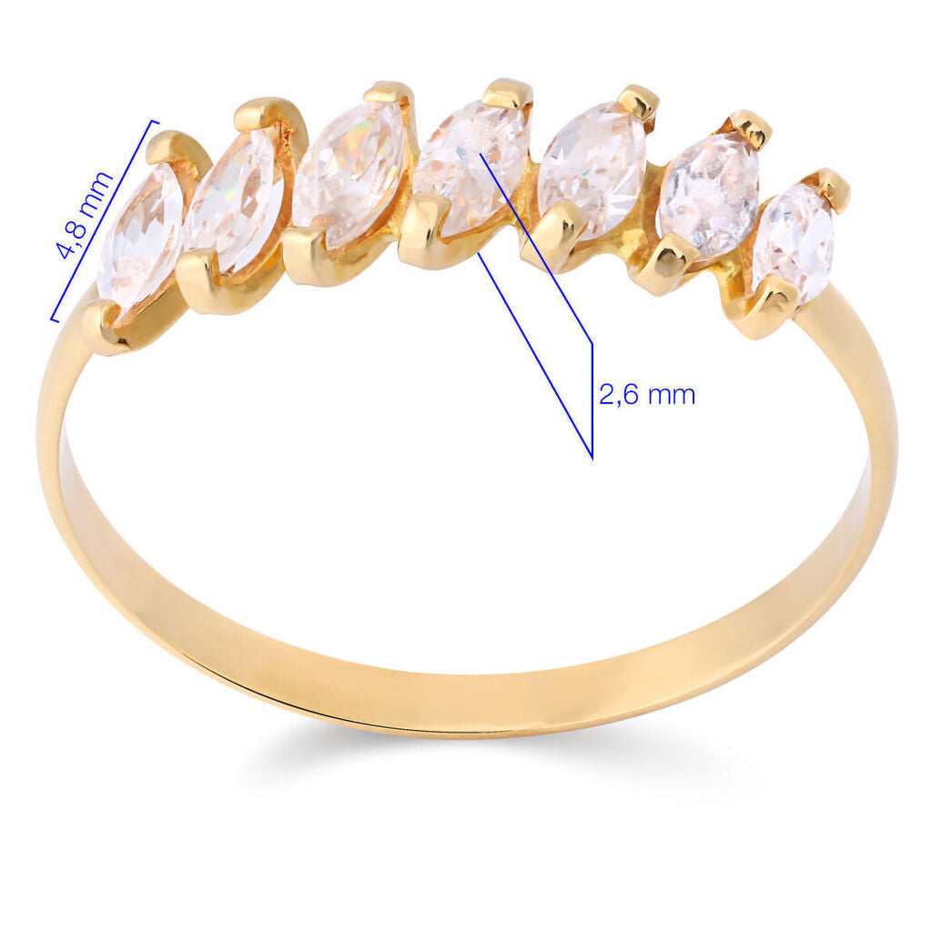 Meia Aliança em Ouro Amarelo 18 k com Zirconias Navete
