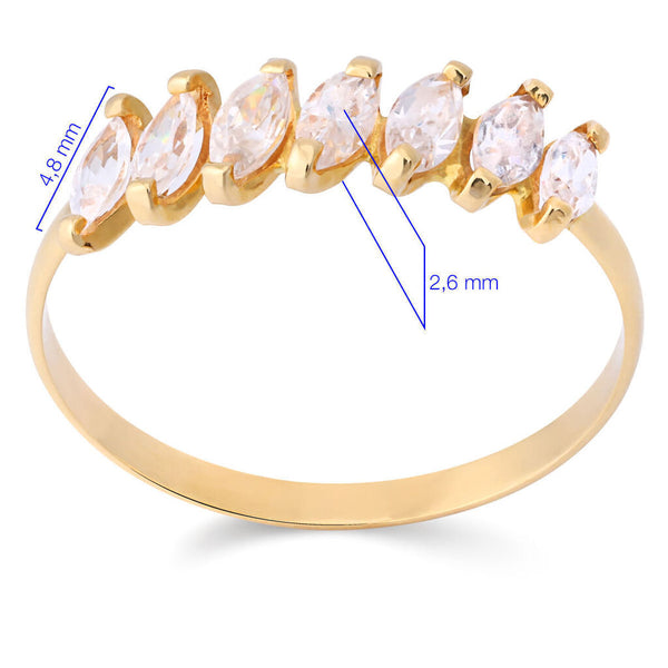 Meia Aliança em Ouro Amarelo 18 k com Zirconias Navete