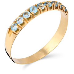Meia Aliança em Ouro Amarelo 18k com Topazios Sky Blue